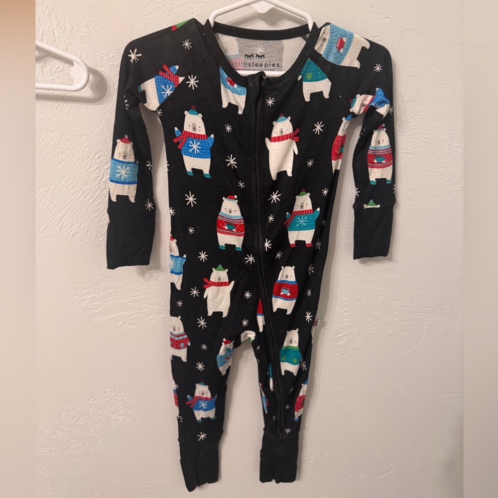 Little Sleepies Polar Bear Pals Convertible Feet and Hands Zippy Pajama 6-12 - Picture 7 of 9